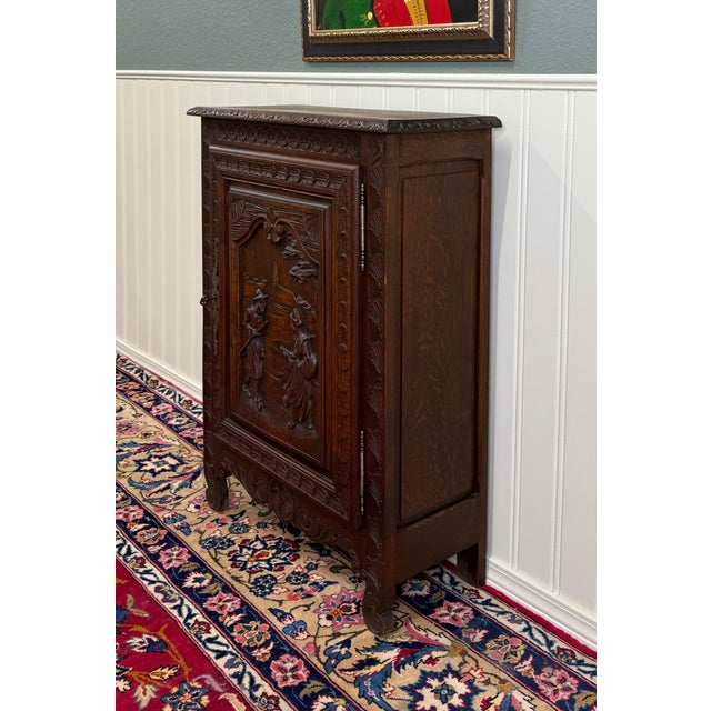 1900 - 1909 Antique French Breton Jam Cabinet Cupboard Storage Drawer Carved Oak 19th C For Sale - Image 5 of 18