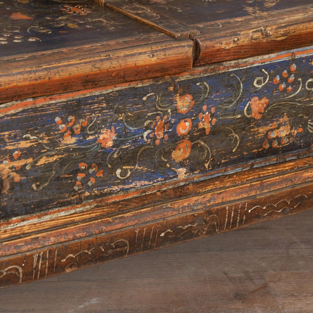 Early 20th Century Original Hand Painted Long Pine Bench Dated 1933 For Sale - Image 5 of 9