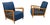 Set of Italian Art Deco Wooden Armchairs in Blue Fabric, 1940s For Sale
