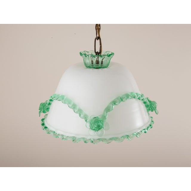 Antique Murano Glass Pendant Light Arsenic Jade Light Green Opaline For Sale - Image 9 of 14