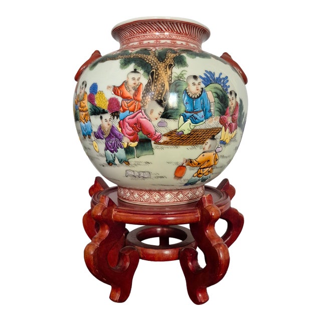 Mid-20th Century Famille Rose Ginger Jar For Sale