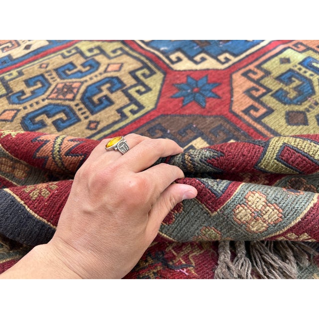 Vintage Caucasian Soumak Flatweave Medallion Rug - 10'7" X 5'3" For Sale - Image 14 of 15