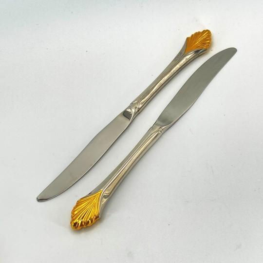 Yamazaki "Monique Gold" Gold Accent Stainless Flatware Set - 61 Pieces (Service for 12 With Storage Case) Vintage 1980's/1990's For Sale - Image 9 of 18