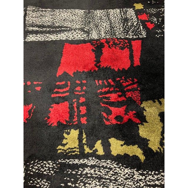 Black Hand Woven Rug, Signed by Maurice Andre, 1950 French Piece, Limited Edition For Sale - Image 8 of 9