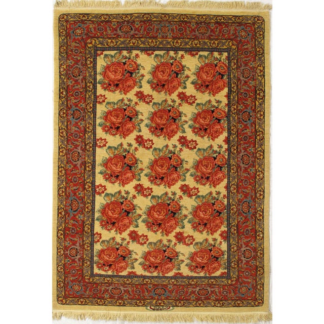 Vintage Hand-knotted Persian Senneh rug from western Iran, known for its fine weave and detailed patterns. Features an...