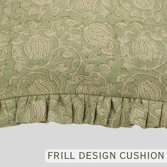 Not Yet Made - Made To Order Fabdivine Elegant Handmade Linen Pillow Cover Floral Block Print Design- 22x22 Inch, 6Kamal For Sale - Image 5 of 6