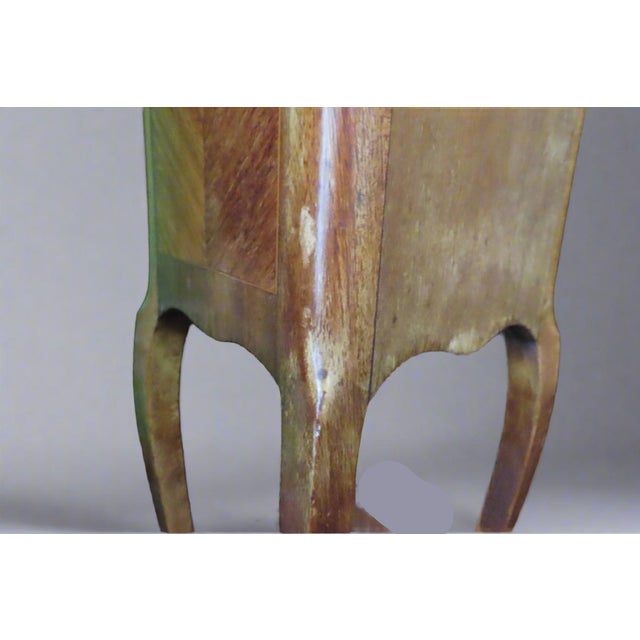 Wood Antique French Chevet End Table With Marble Top & Three Small Drawers For Sale - Image 7 of 9