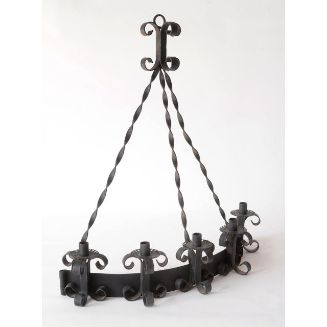Mid Century Gothic Style Wall Mounting Wrought Iron Candelabras - A Pair For Sale - Image 4 of 9