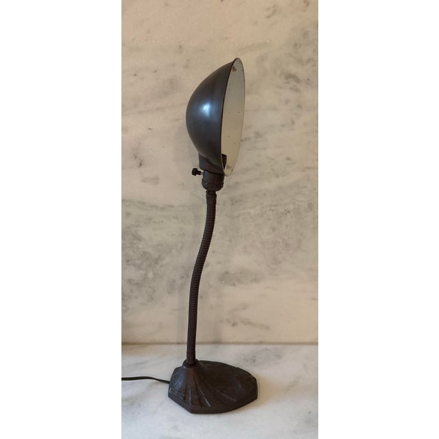 Art Nouveau Antique Faries Fosteria Cast Iron Gooseneck Desk Lamp For Sale - Image 3 of 10