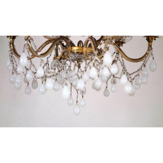 Antique Gilded Metal and Murano Glass Drop Chandelier, 1920s For Sale - Image 3 of 13