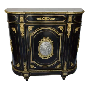 French Napoleon III Style in Blackened Mahogany Wood Sideboard Cabinet