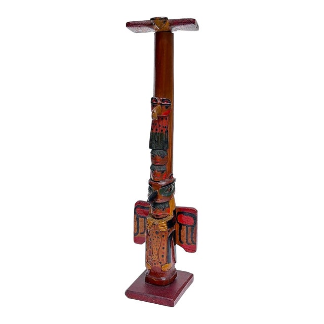 Rare Chief Johnson Ketchikan Alaska Carved & Signed Model Totem Pole-1931 For Sale