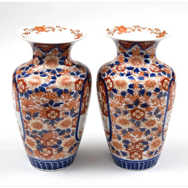 Imari Porcelain Imari Open Vases, circa 1890 - a Pair For Sale - Image 4 of 7