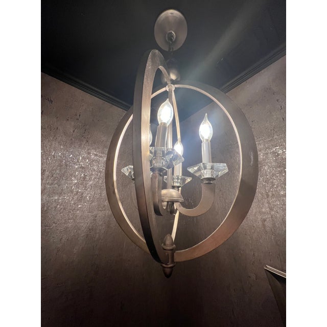 Contemporary Savoy House Forum Silver 4-Light Foyer Pendant / Chandelier For Sale - Image 3 of 3
