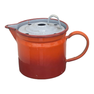 Vintage Orange Flame Enamelware Milk Storage Pitcher/Canned Milk Boiler