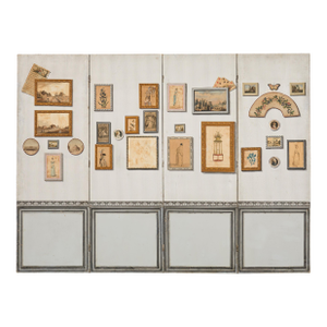 Mid-Century French Trompe l'Oeil Decoupage Folding Screen