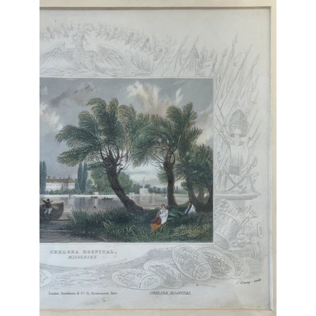 English Antique Engraving "Chelsea Hospital, Middlesex" Giltwood Frame Circa 1834 For Sale - Image 3 of 6