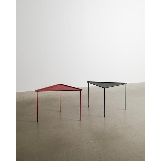 Mid-Century Modern French Triangle Side Nesting Tables by Mathieu Matégot, 1950s, Set of 2 For Sale - Image 4 of 7