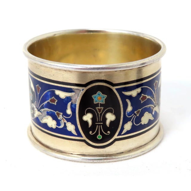 Late 19th Century Antique Sterling Silver Enamel Napkin Ring by David Andersen of Oslo Norway For Sale - Image 5 of 13