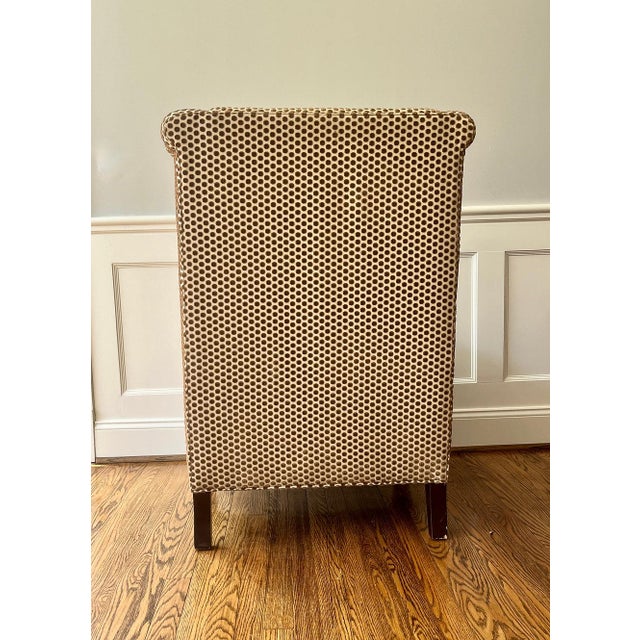 2010s Custom Dotted Cut Velvet High Back Chair For Sale - Image 5 of 11