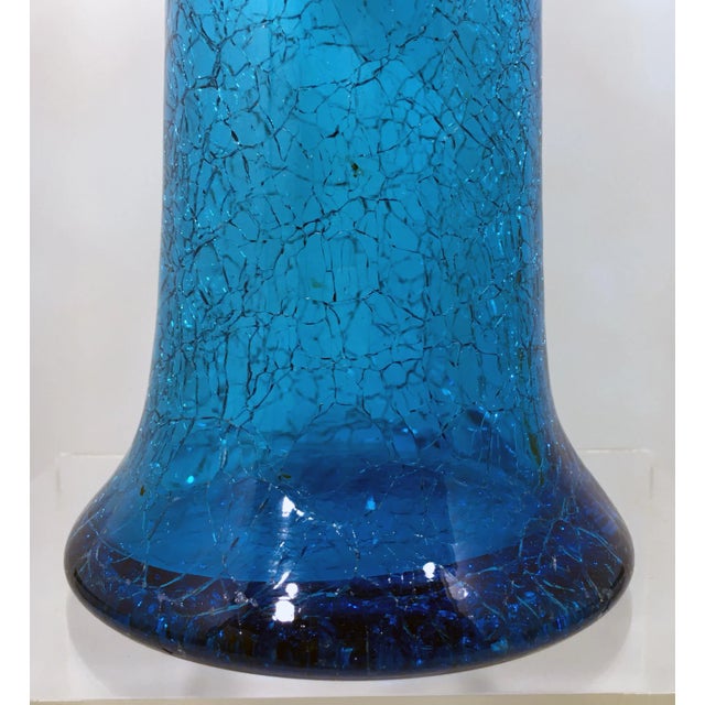 1960s Blenko-Style Ruffle Top Crackle Vase For Sale - Image 5 of 6