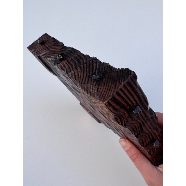 Vintage Hand-Carved Wood Catchall Bowl With Nail Studs, 1970s Spanish Gothic Revival Style For Sale - Image 10 of 10