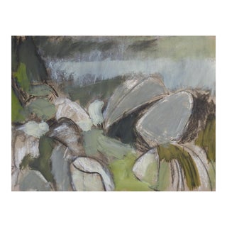 Mid 20th Century Abstract Rocky Sea Coast Painting For Sale
