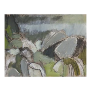 Mid 20th Century Abstract Rocky Sea Coast Painting