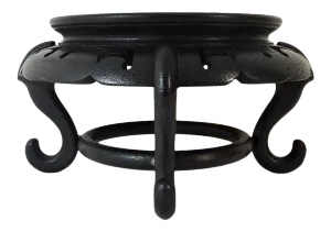 Mid 20th Century Hong Kong Chinese Round Dark Brown Rosewood Display Stand or Pedestal 4"
