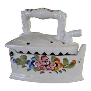 Vintage Italian Ceramic Iron Pomander Potpourri Box Hand Painted Made in Italy