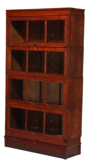 1910s Arts & Crafts Macey Mission Oak Four Stack Barrister Bookcase C1910