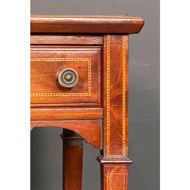 English Writing Desk or Table of Mahogany With Leather Top - Edwardian Era For Sale - Image 13 of 14