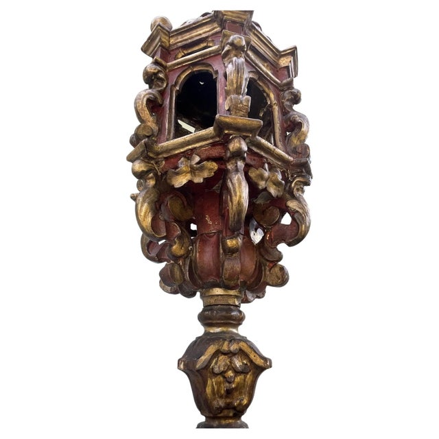 17th Century Large Six Sided Venetian Carved Gilded Baroque Hall Lantern, 17th Century For Sale - Image 5 of 13