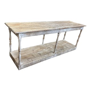 Antique French Washed Pine Drapier Table For Sale
