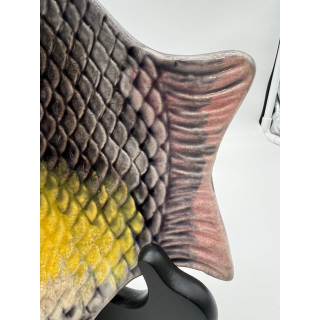 A English Majolica Fish Shaped Serving Dish, Circa 1880's For Sale - Image 6 of 12