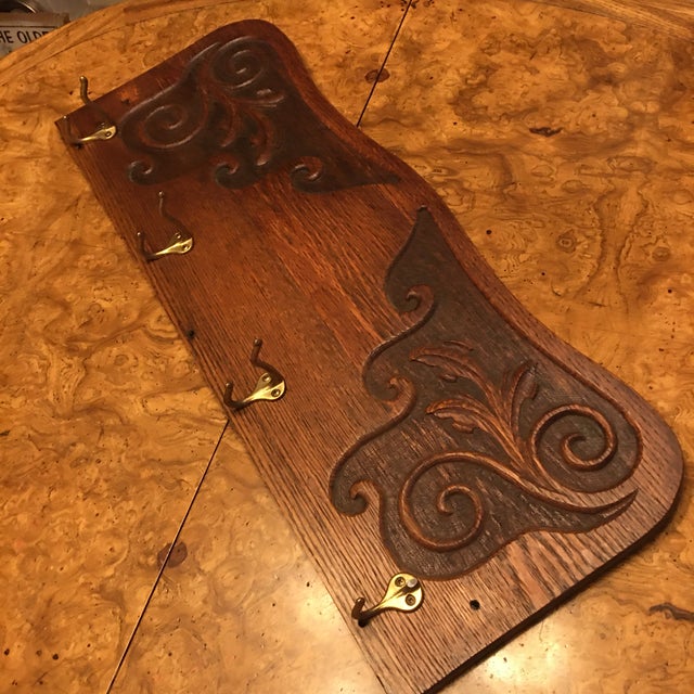 Antique Oak Wall Mounted Hat Rack Chairish