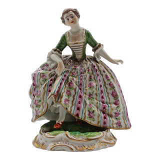 Late 19th Century Porcelain Figurine of a Woman, Likely Dresden or Bohemia For Sale