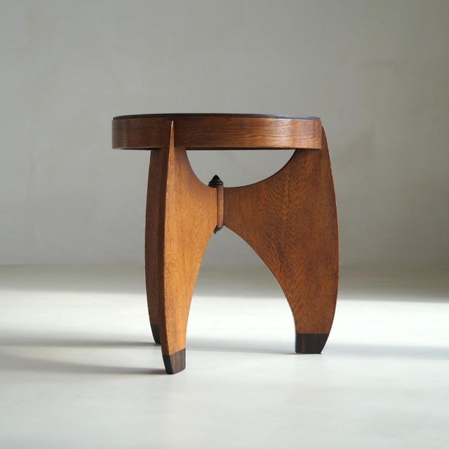 Remarkable amsterdam school accent or lamp table by l. J. Verweij for “intima” amsterdam, 1920s. The piece still carries...