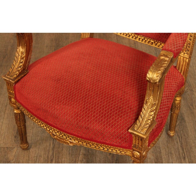 Early 20th Century Early 20th Century French Louis XVI Giltwood Fauteuil Armchair For Sale - Image 5 of 13