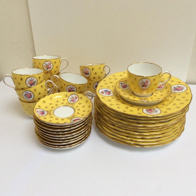 Vintage Spode China Set Yellow With Flowers Set of 33 Chairish
