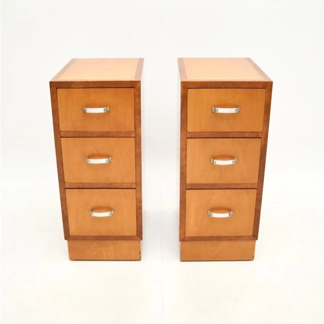 Art Deco Satinwood and Walnut Bedside Chests, 1930, Set of 2 For Sale - Image 10 of 10