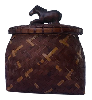 Vintage Wicker Basket With Horse-Shaped Handle