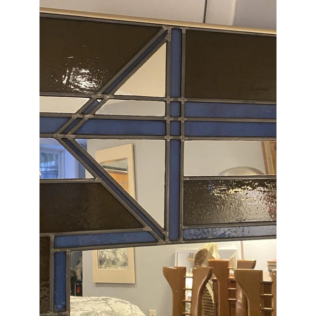 1970s Monumental Stained Glass Art Deco Revival Mirror For Sale - Image 10 of 13