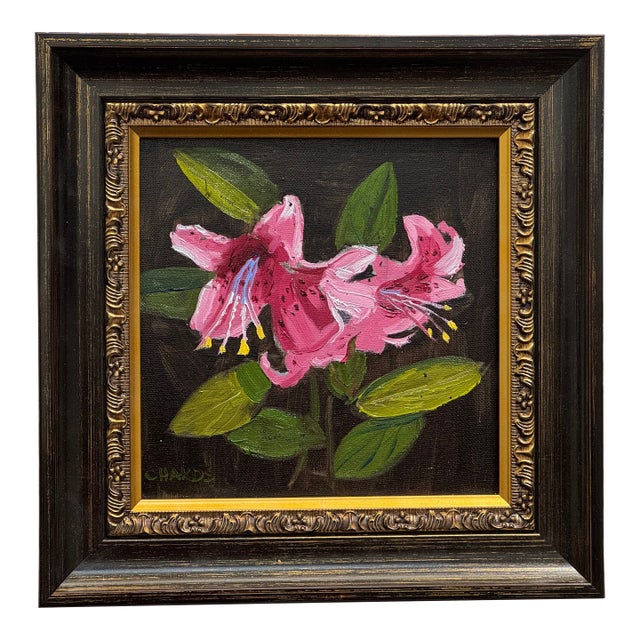 "Delicious Lillies: A Delicious Little Gem" Original Painting by George T. Chakos, Framed For Sale