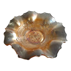 Vintage Marigold Carnival Glass Decorative Bowl
