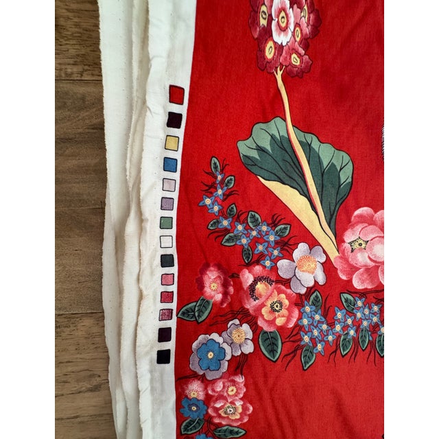 Textile VTG Italian Rubelli Borromea Decor Fabric Chinoiserie Floral Peacock 14 Yds Red Drapery Upholstery For Sale - Image 7 of 13