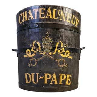 Chateauneuf Du Pape Wooden Grape Bucket, 1950s For Sale