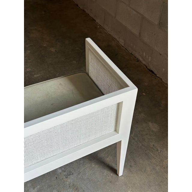 1960s Edward Wormley for Dunbar Style Cane and Wood Window Bench For Sale - Image 11 of 12