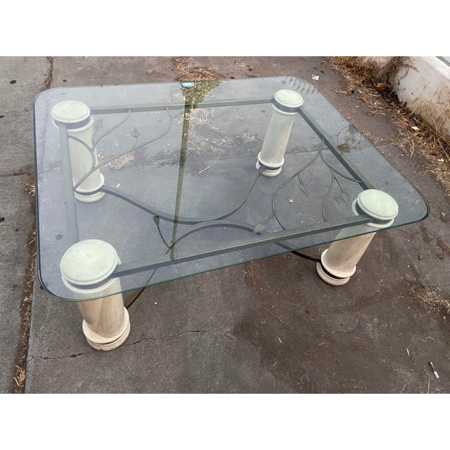 Vintage MCM Modern Glass Steel and Stained Wood Cocktail Coffee Table For Sale - Image 9 of 18