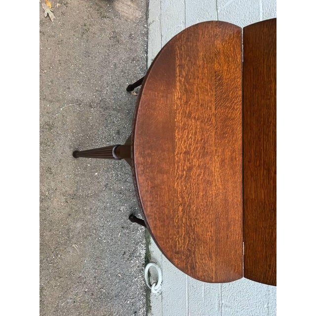 Antique Half Moon Tiger Oak Demi Lune Single Drawer Console Table For Sale In Washington DC - Image 6 of 15
